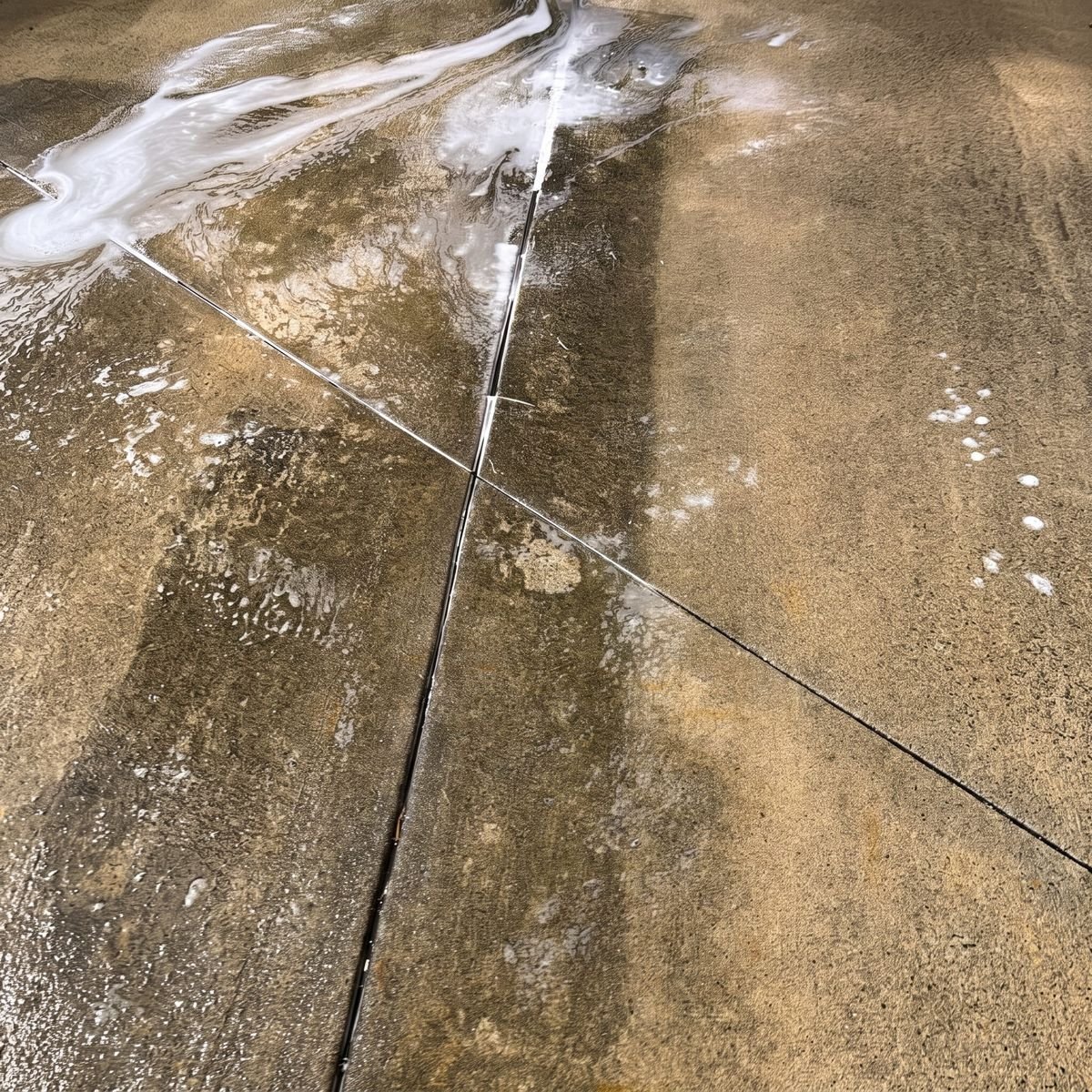 Driveway before pressure washing