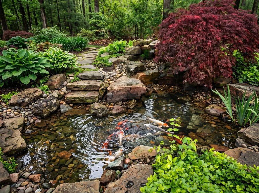 Koi swimming